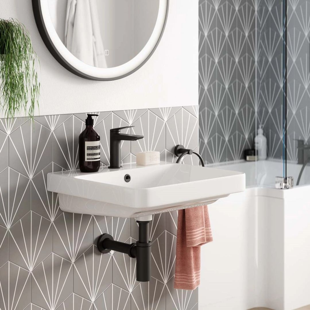 Faeber Infinite Bespoke S1B Mini Wall Mounted Basin 1480 x 350mm Matt White. BS1.1480.350.MB.WM.C170.D450.E1030