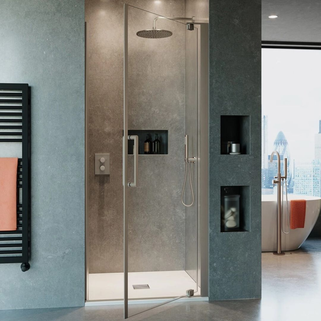 Crosswater Optix Pivot Door 900 Polished Stainless Steel OXWPSC0900