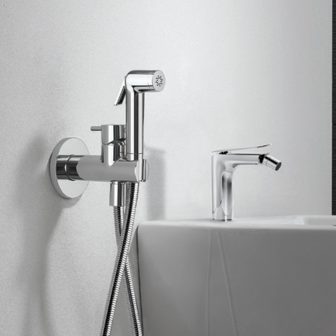 Ava Round Shattaf Douche Hand Held Shower - Brushed Stainless Steel AVA-RS-2004-SSB